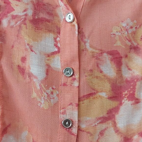 NWT Cocomo Plus Size 3X Pink Multicolor Floral Pintuck Flutter Short Sleeve Top - Picture 4 of 8